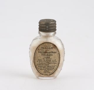 Bottle of Strophanthus Tincture tablets, England, 1910-1930