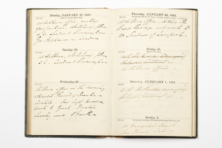 Pages 9 and 10 of the manuscript section of Robert Stephenson's diary