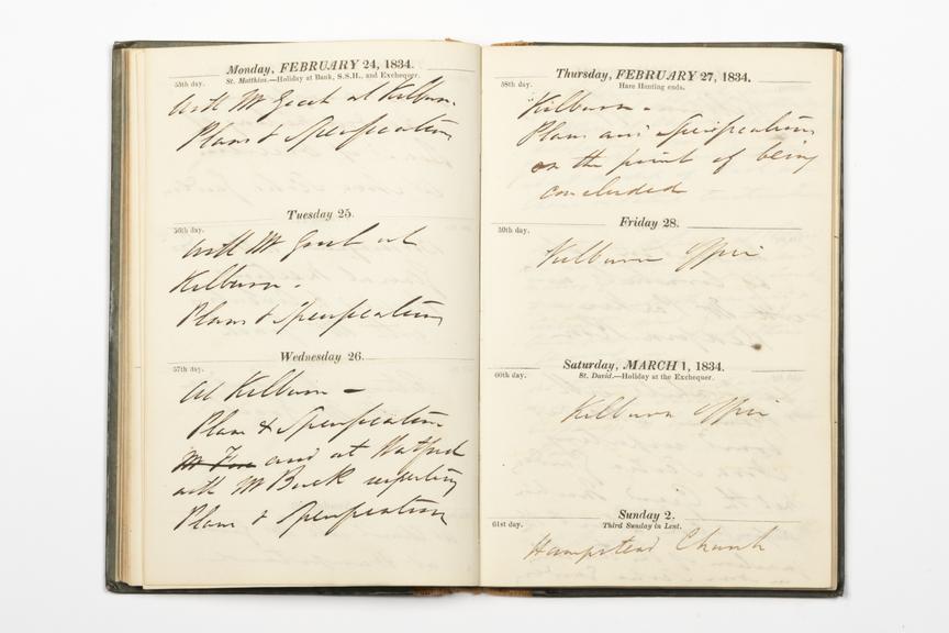 Pages 17 and 18 of the manuscript section of Robert Stephenson's diary