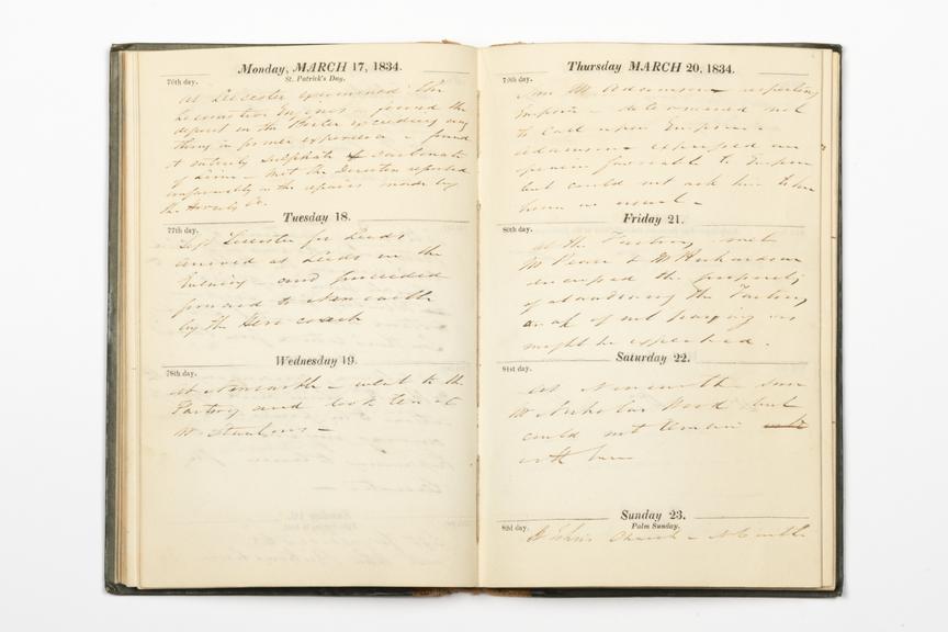 Pages 23 and 24 of the manuscript section of Robert Stephenson's diary