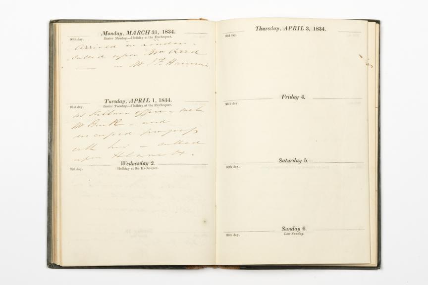 Pages 27 and 28 of the manuscript section of Robert Stephenson's diary