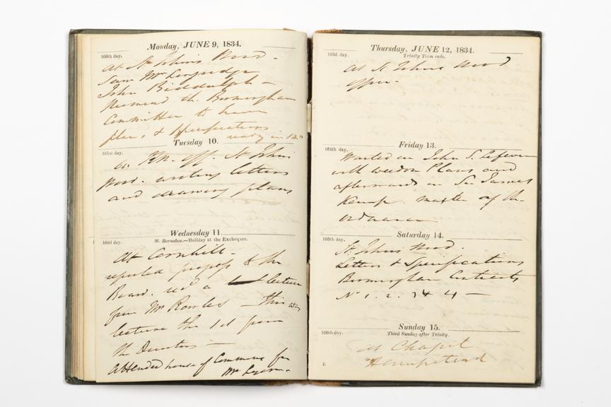 Pages 47 and 48 of the manuscript section of Robert Stephenson's diary