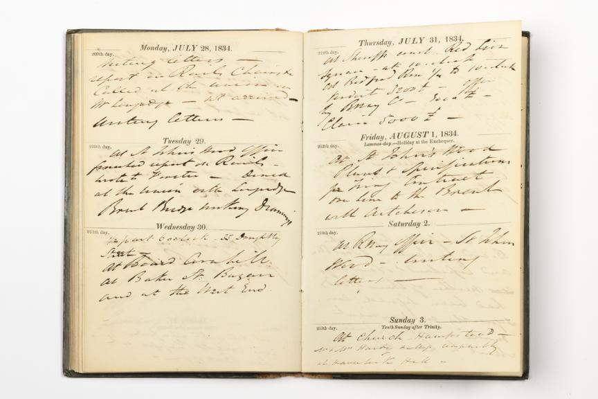 Pages 61 and 62 of the manuscript section of Robert Stephenson's diary