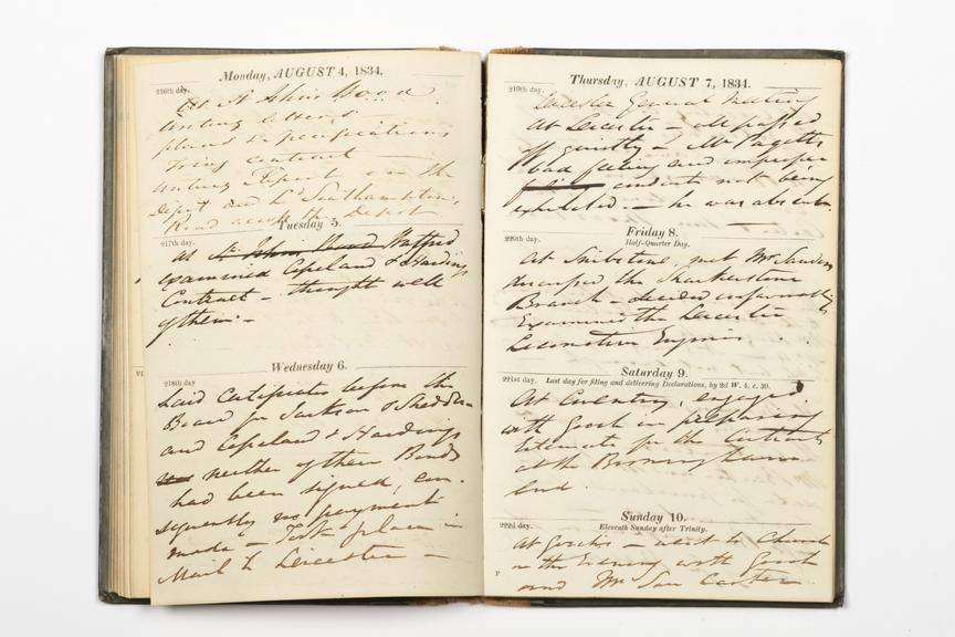 Pages 63 and 64 of the manuscript section of Robert Stephenson's diary