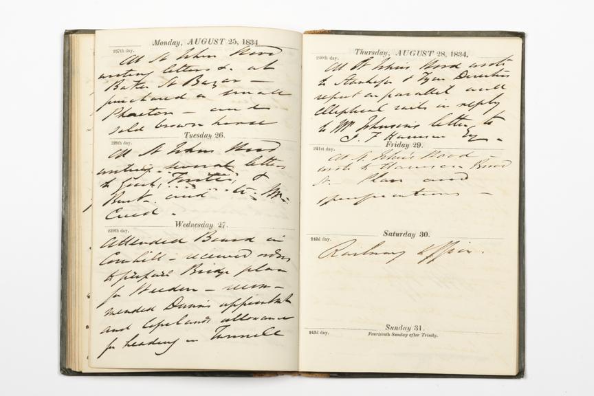 Pages 69 and 70 of the manuscript section of Robert Stephenson's diary