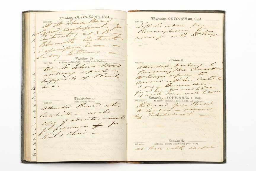 Pages 87 and 88 of the manuscript section of Robert Stephenson's diary