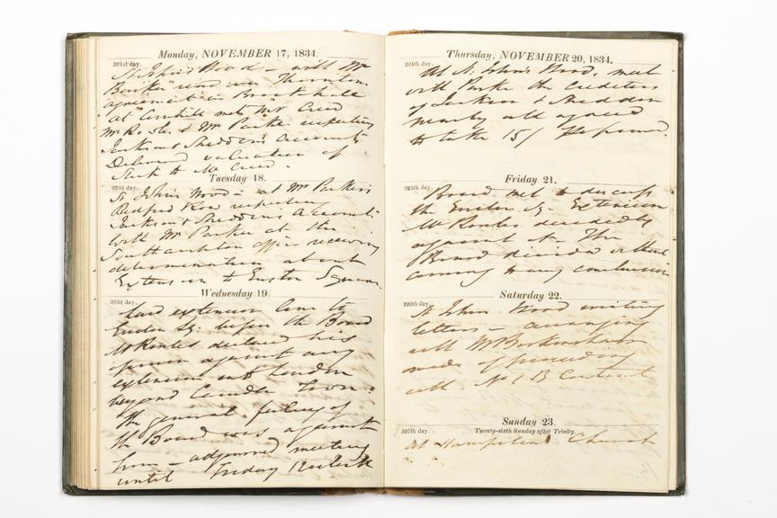 Pages 93 and 94 of the manuscript section of Robert Stephenson's diary