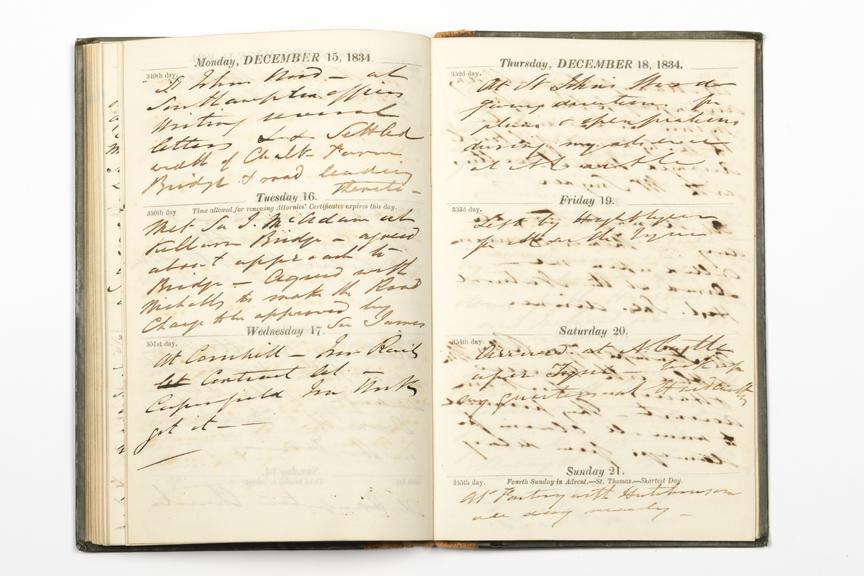 Pages 101 and 102 of the manuscript section of Robert Stephenson's diary