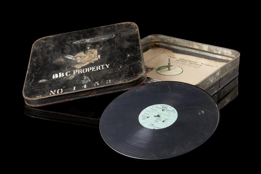 78 RPM Disc transcriptions in metal box