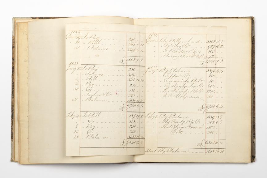 Pages 40 and 41 of the Robert Stephenson & Co Ltd minute book no.1 showing inserted receipt document