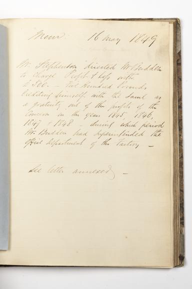 Pages 66 and 67 of the Robert Stephenson & Co Ltd minute book no.1 showing text on page 67