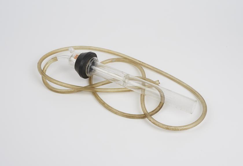 Glass tube with plastic hose from Glass still, by Fisons Ltd