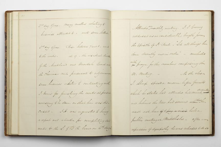 Pages 101 and 102 of Alfred Kitching's diary