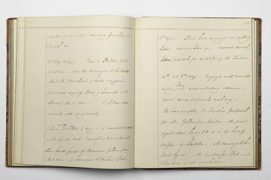 Pages 195 and 196 of Alfred Kitching's diary