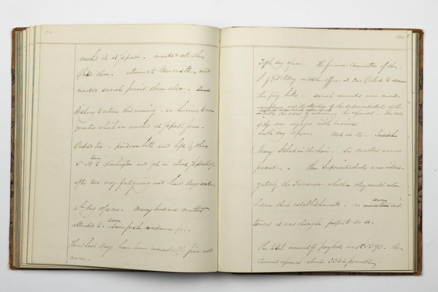 Pages 211 and 212 of Alfred Kitching's diary