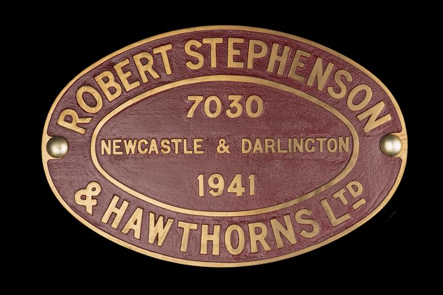 Locomotive worksplate, "Robert Stephenson & Hawthorns Ltd, 7030