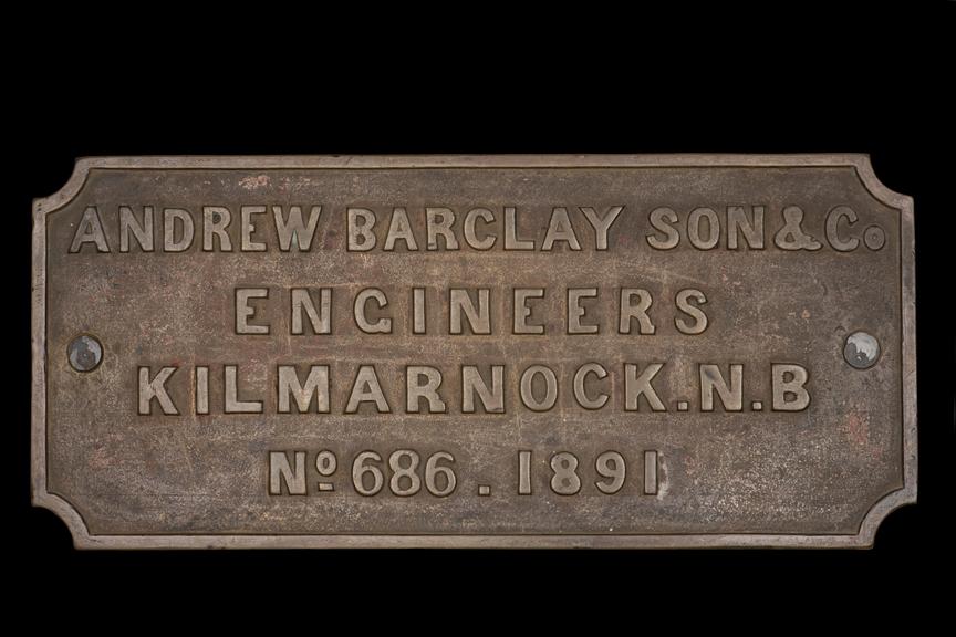 Locomotive Worksplate, "Andrew Barclay Son & Co Engineers