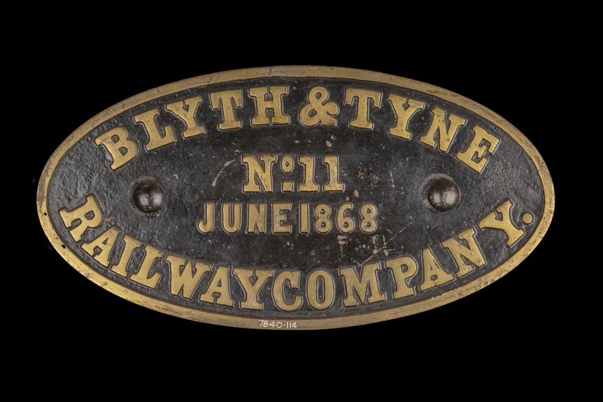 Locomotive Worksplate, Blyth & Tyne Rly Co