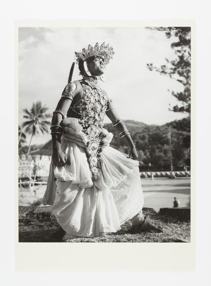 Silver gelatin print mounted on cardboard. "Kandy Dancers" by J