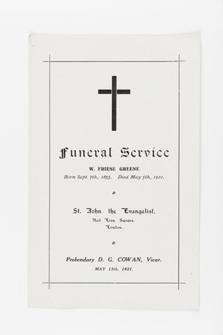 Service for the funeral of William Friese-Greene