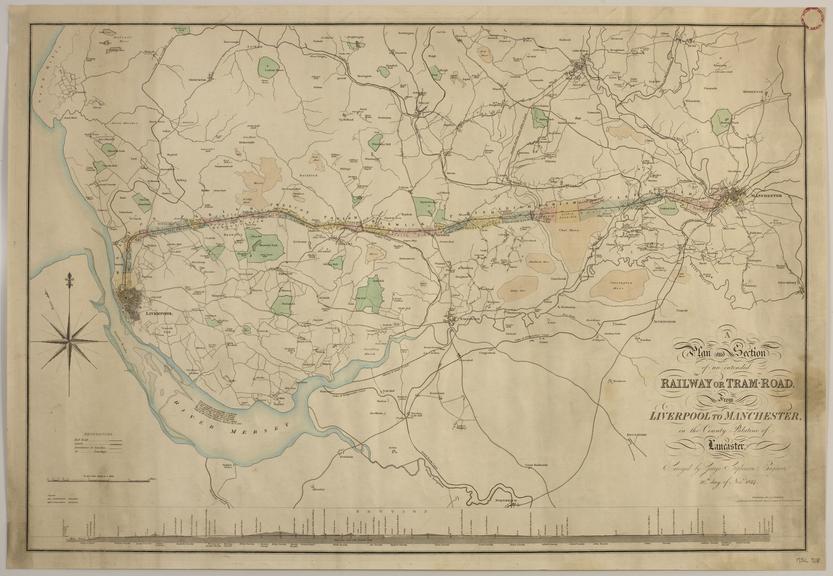 A Plan and Section of an intended Railway or Tram-Road from Liverpool to Manchester