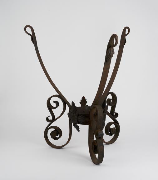 Ornate iron pharmacy tripod, English, 1851-1900