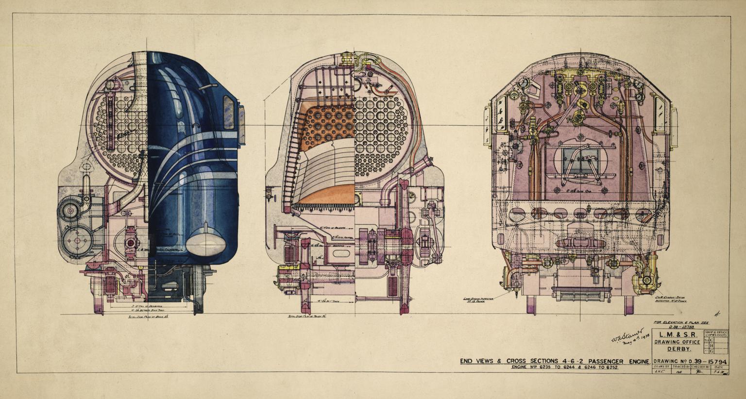 462 Configuration Engine Train End Views & Cross Sections 4-6-2 Passenger Engine | Science Museum ...