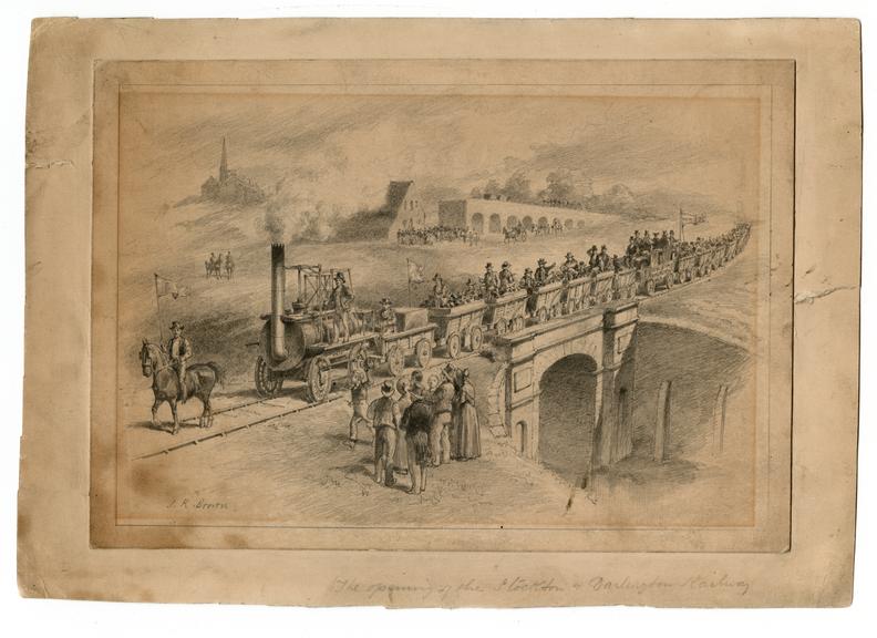 Pencil drawing "The Opening of the Stockton and Darlington