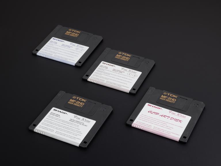 Four floppy disks containing software for Sharp Font Writer