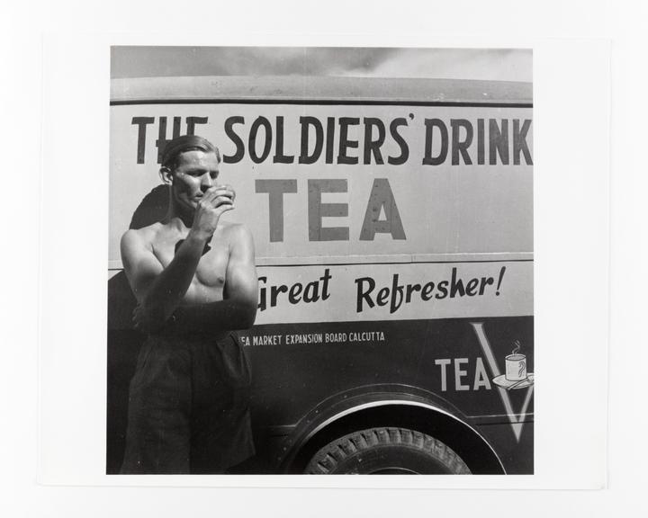 British soldier drinking tea