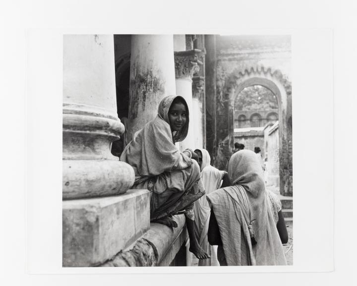 Bengali villagers on temple steps