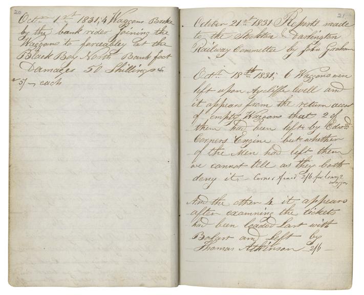 Pages 20 and 21 of John Graham's report book 1831-1833