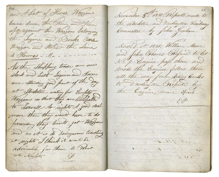 Pages 24 and 25 of John Graham's report book 1831-1833