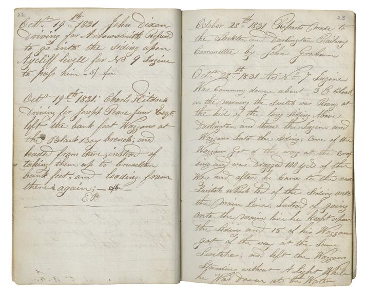 Pages 22 and 23 of John Graham's report book 1831-1833