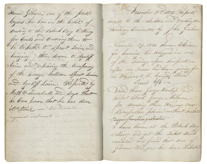 Pages 30 and 31 of John Graham's report book 1831-1833