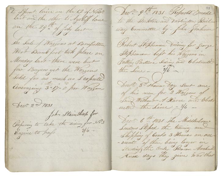 Pages 32 and 33 of John Graham's report book 1831-1833