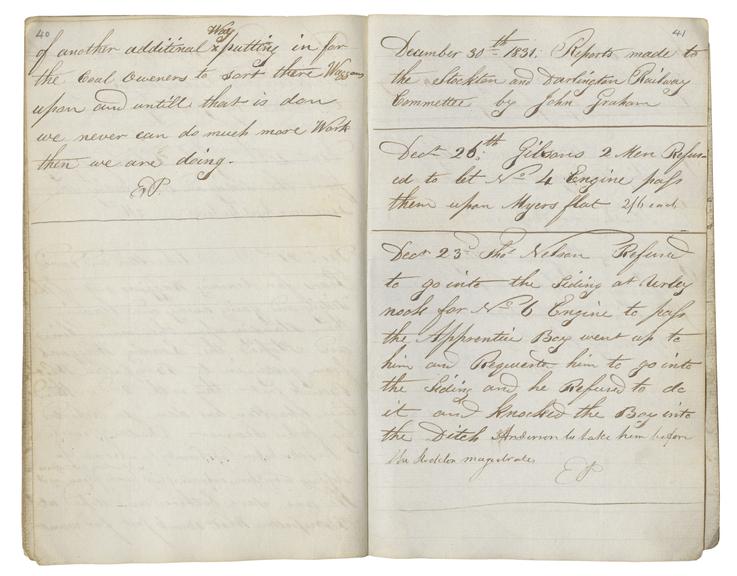 Pages 40 and 41 of John Graham's report book 1831-1833