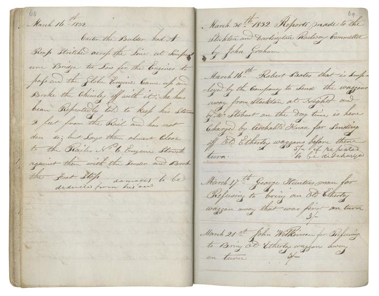 Pages 68 and 69 of John Graham's report book 1831-1833