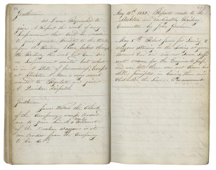 Pages 86 and 87 of John Graham's report book 1831-1833