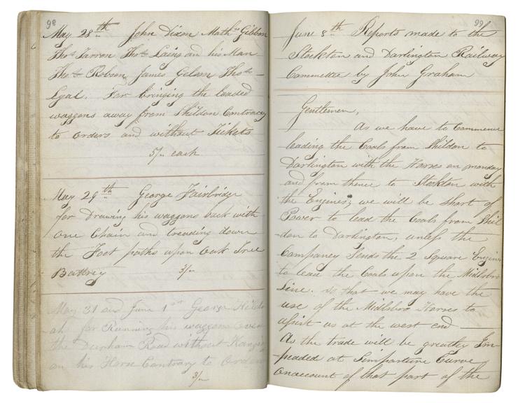 Pages 98 and 99 of John Graham's report book 1831-1833