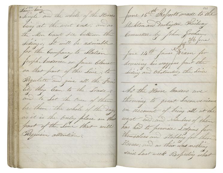 Pages 100 and 101 of John Graham's report book 1831-1833