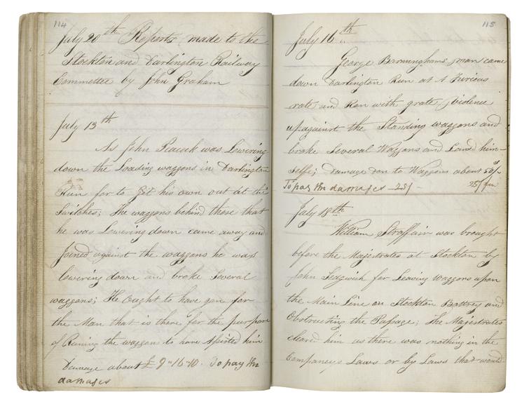 Pages 114 and 115 of John Graham's report book 1831-1833