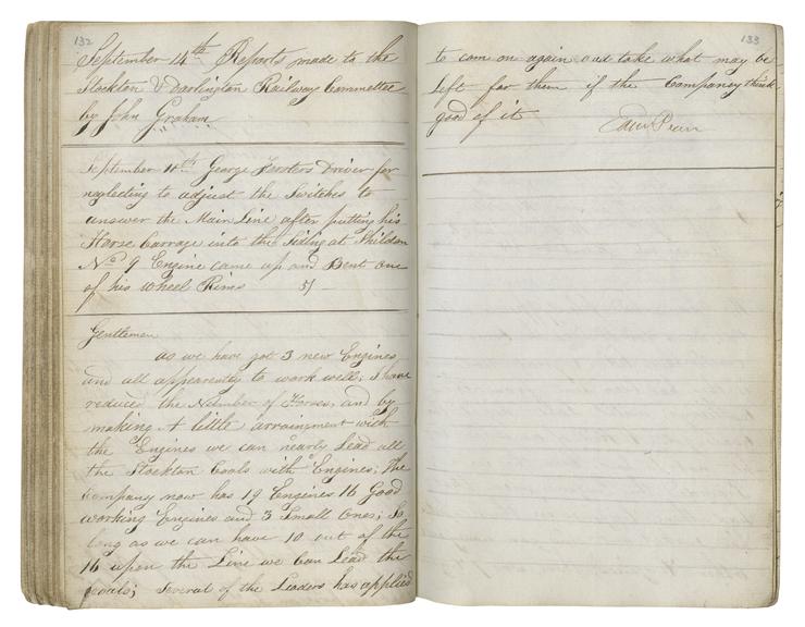 Pages 132 and 133 of John Graham's report book 1831-1833