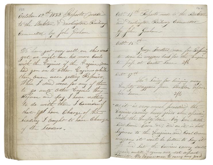 Pages 138 and 140 of John Graham's report book 1831-1833