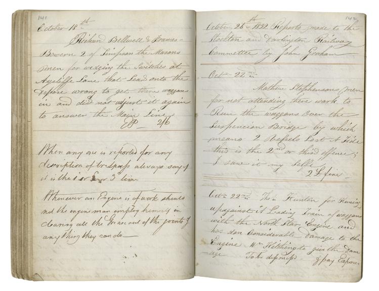 Pages 141 and 142 of John Graham's report book 1831-1833