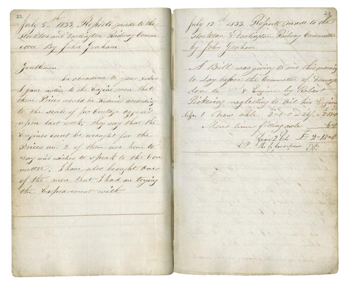 Pages 22 and 23 of John Graham's report book 1833-1835