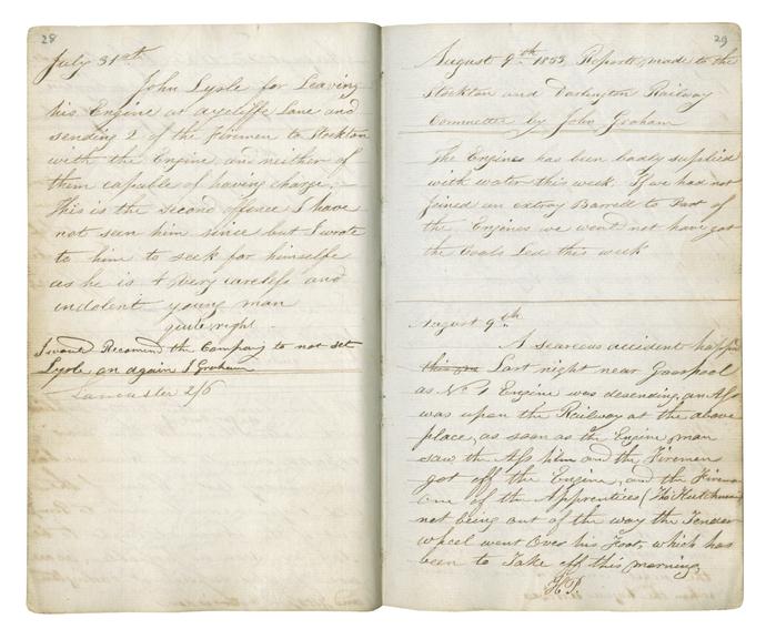 Pages 28 and 29 of John Graham's report book 1833-1835