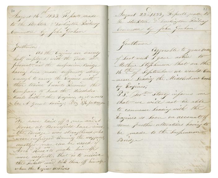 Pages 30 and 31 of John Graham's report book 1833-1835