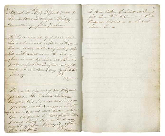 Pages 32 and 33 of John Graham's report book 1833-1835