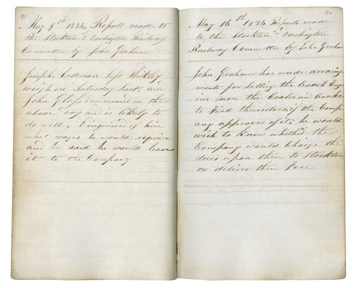 Pages 91 and 92 of John Graham's report book 1833-1835